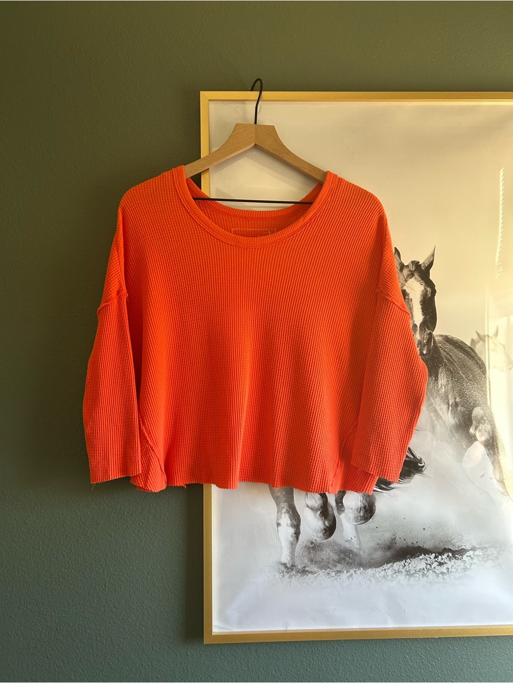 Free People Cropped Waffle Knit Bright Orange